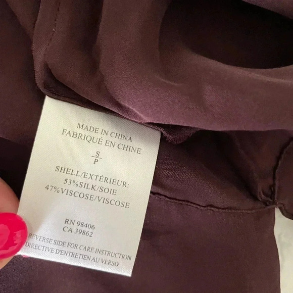 Theory burgundy silk blend blouse - Picture 6 of 6